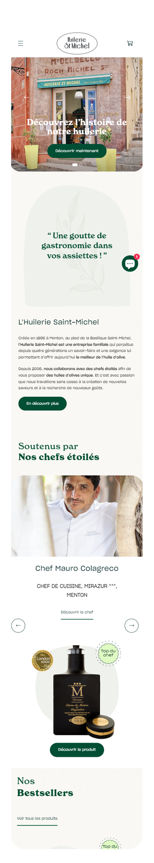 site e-commerce de l'huilerie saint michel version mobile